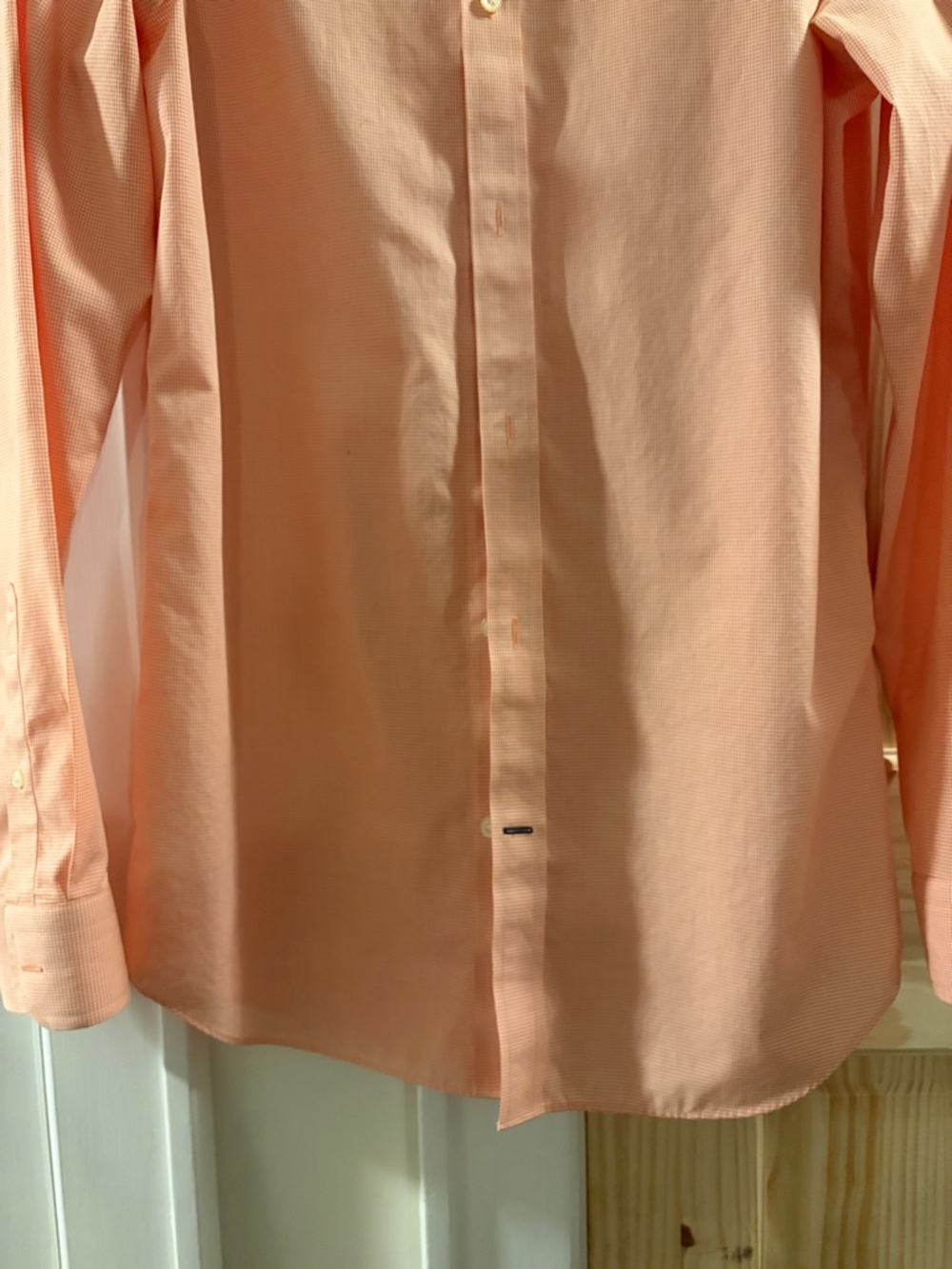 Banana Republic L(Tall) Men's Light Peach Long-Sleeve Dress Shirt - Picture 5 of 14